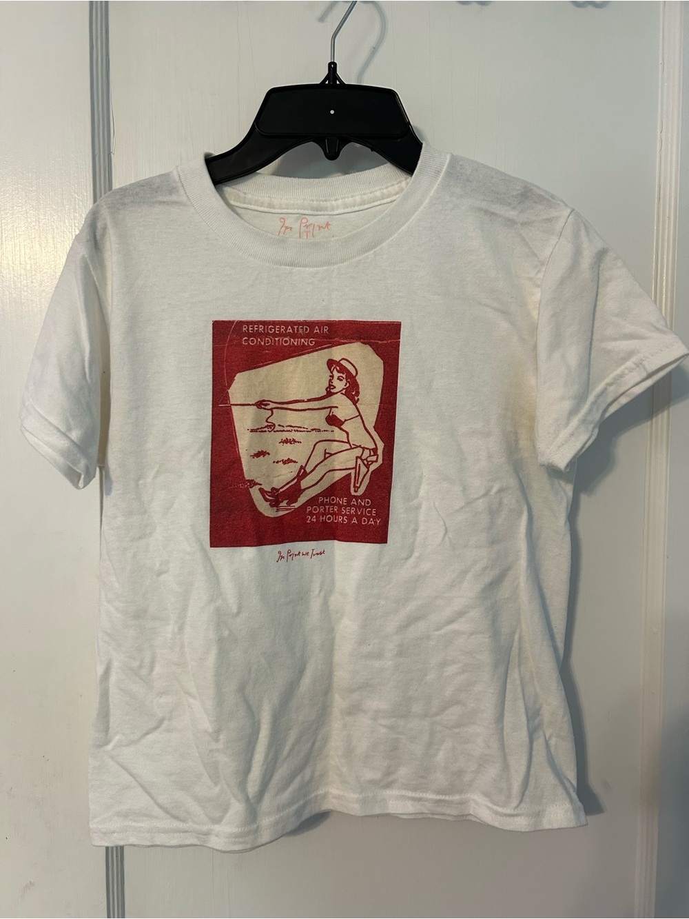 White Graphic Tee with Red Print
